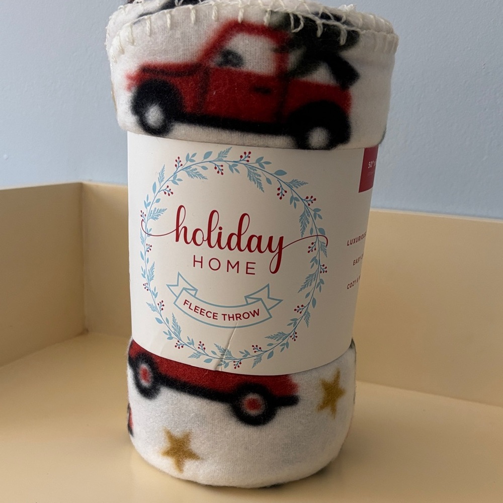 Holiday Home Fleece Throw Blanket - Red, Black, and Gold